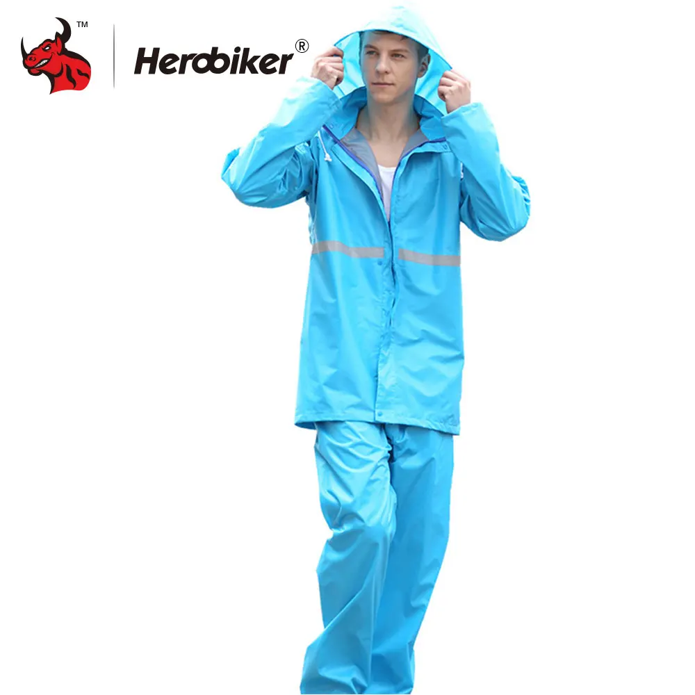 

HEROBIKER Motorbike Rain Suits Motorcycle Raincoat Camping Fishing Rain Gear Poncho Impermeable Raincoat Unisex Suit Rain Coat