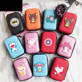 

HAOBA Mini Cartoon Earphone Storage Bag Case For Headphone Key Coin Hard Holder Case Carrying Hard Hold Memory Card Ear Pads