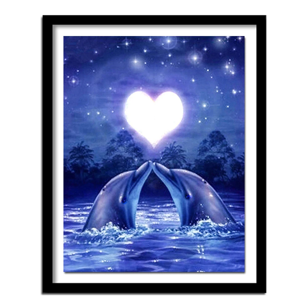 Trapano Quadrato/Rotondo Pieno 5D Pittura Diamante Fai Da Te "Animal Dolphin" 5D Ricamo Mosaico Punto Croce Strass 5D Decorazioni Per La Casa