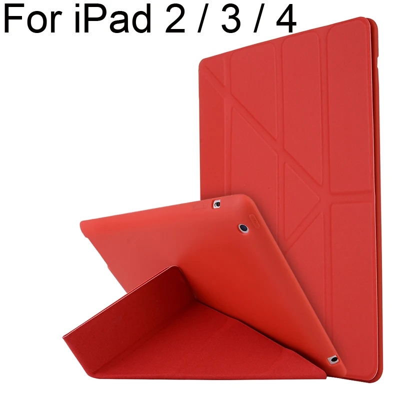 For iPad 2 3 4 Smart Cover Case iPad4 Transform Stand Shell A1395 A1396 A1397 Protector iPad3 Silicone Soft Anti Knock Casing | Компьютеры
