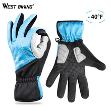 WEST BIKING теплые лыжные перчатки, теплые мужские и женские зимние перчатки для сноуборда, флисовые перчатки с сенсорным экраном для велоспорта, зимние водонепроницаемые перчатки для катания на лыжах