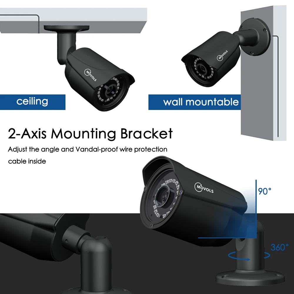  Movols 16CH CCTV camera System 16pcs 1080p Security Surveillance camera DVR kIt waterproof Outdoor  - 33062079138