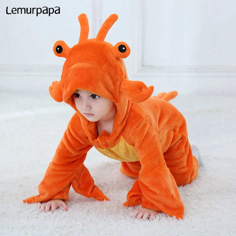 Детская одежда с животными Kugurumi супер герой комбинезон 0-3 лет одежда для малышей с героями мультфильмов для мальчиков и девочек Комбинезон на молнии фланель теплая дутая куртка для младенцев Kawaii костюм - Цвет: lobster