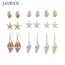 3 Pair Boho Natural Shell Conch Starfish Stud Earrings Kit Women Fashion Jewelry 3 Pair Boho Natural Shell Conch Starfish Stud Earrings Kit Women Fashion Jewelry