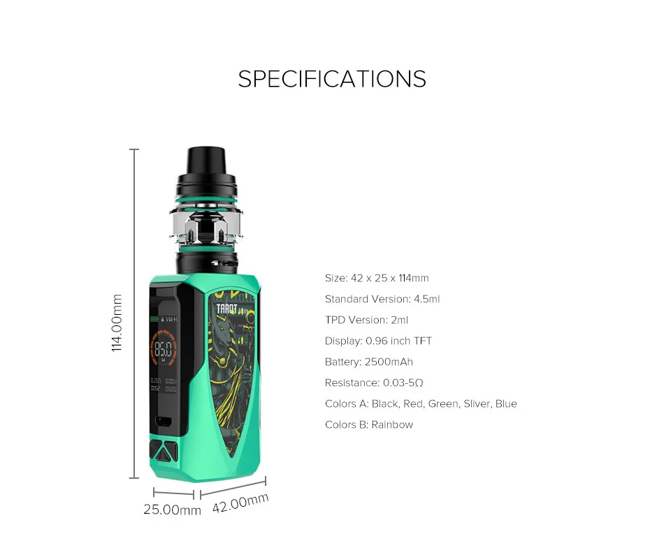 Vaporesso Таро Детский комплект Vape с 2500 мАч мод 4,5 мл NRG SE бак 0,002 s скорость обжига вкус электронных сигарет