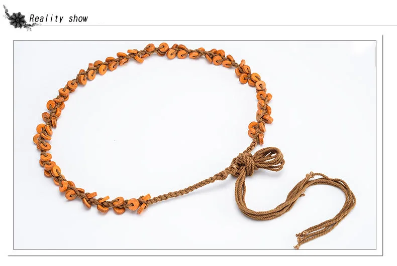 Чешского плетение с поясом в виде веревки для Для женщин Бохо ручной работы личности бисер леди Креативный дизайн талии пояс Cinturon Mujer BZ87
