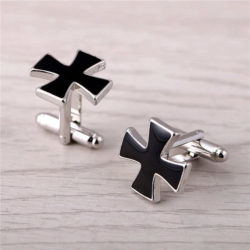 J Store Black Cross Cufflinks For Men French Shirt Male Novelty Design ...