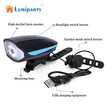 LumiParty USB Bicycle Bike Light Front Handlebar Cycling Led Light Battery Flashlight Bicycle Lights Bike Accessories Speaker