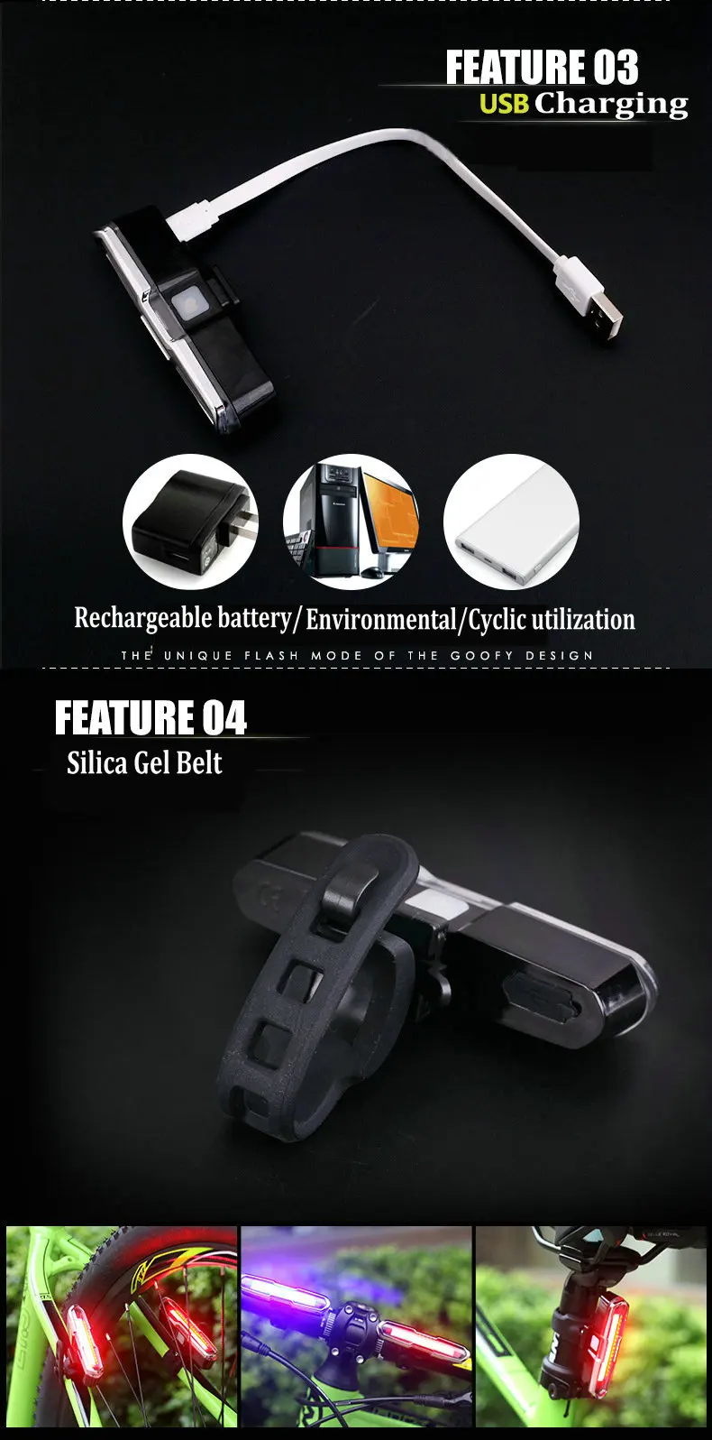 USB Rechargeable Front Rear Bicycle Light Lithium Battery LED Bike Taillight Cycling Helmet Light Lamp Mount Bicycle Accessories (11)