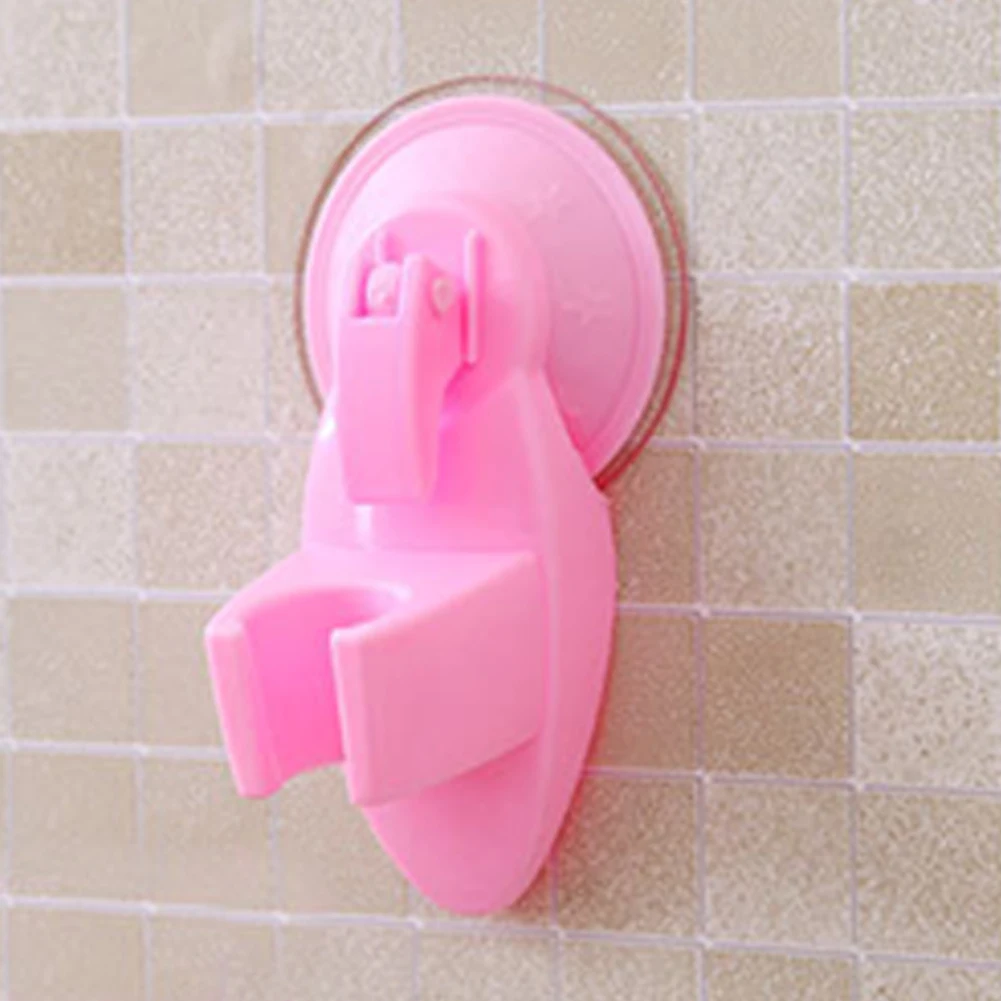 Регулируемый Ванная комната вакуумный держатель на присоске, Душ держатель Пластик вакуумный настенный кронштейн для телевизора - Цвет: Розовый