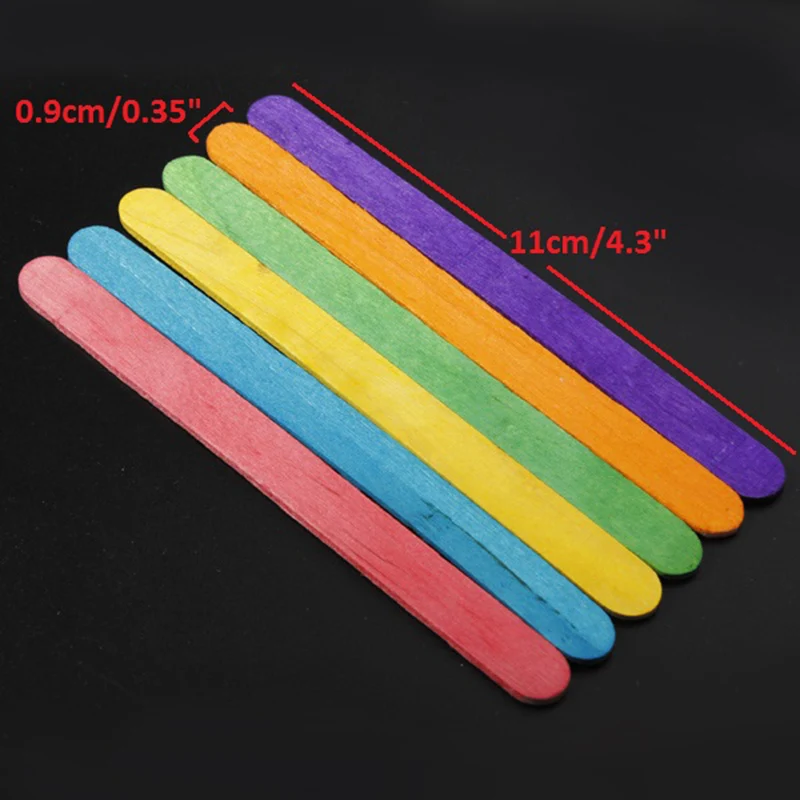 50pcs DIY Art Craft Natural Wooden Flat Sticks Popsicle Ice Lolly Cream Bar 11 x 0.9cm For Kids Handicraft