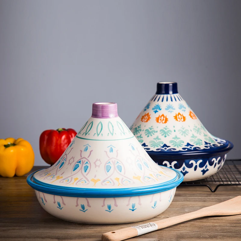 

European Creative Hand-made Unglazed Color Export Taji Pot Ceramic Unopened Flame Tableware Microwave Oven Household Pot
