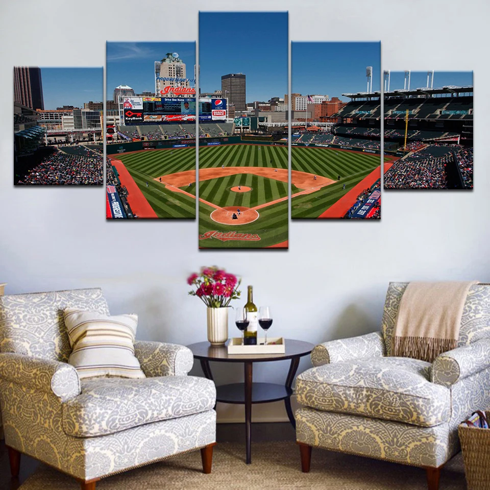 5pcs HD Printing Canvas Painting Sports Baseball Field Art Group Home