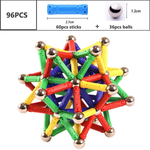Детские магнитные игрушки, модель и Строительный набор, магнитные блоки, магнитные стержни, металлические шарики, развивающие игрушки для детей, подарок - Цвет: Синий