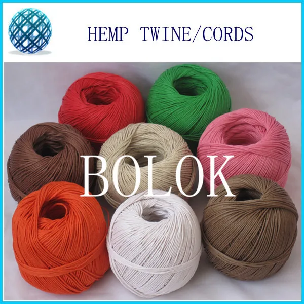 12 color 100 hemp cord 4pcs/lot (total 400m)100m/ball,waxed hemp twine