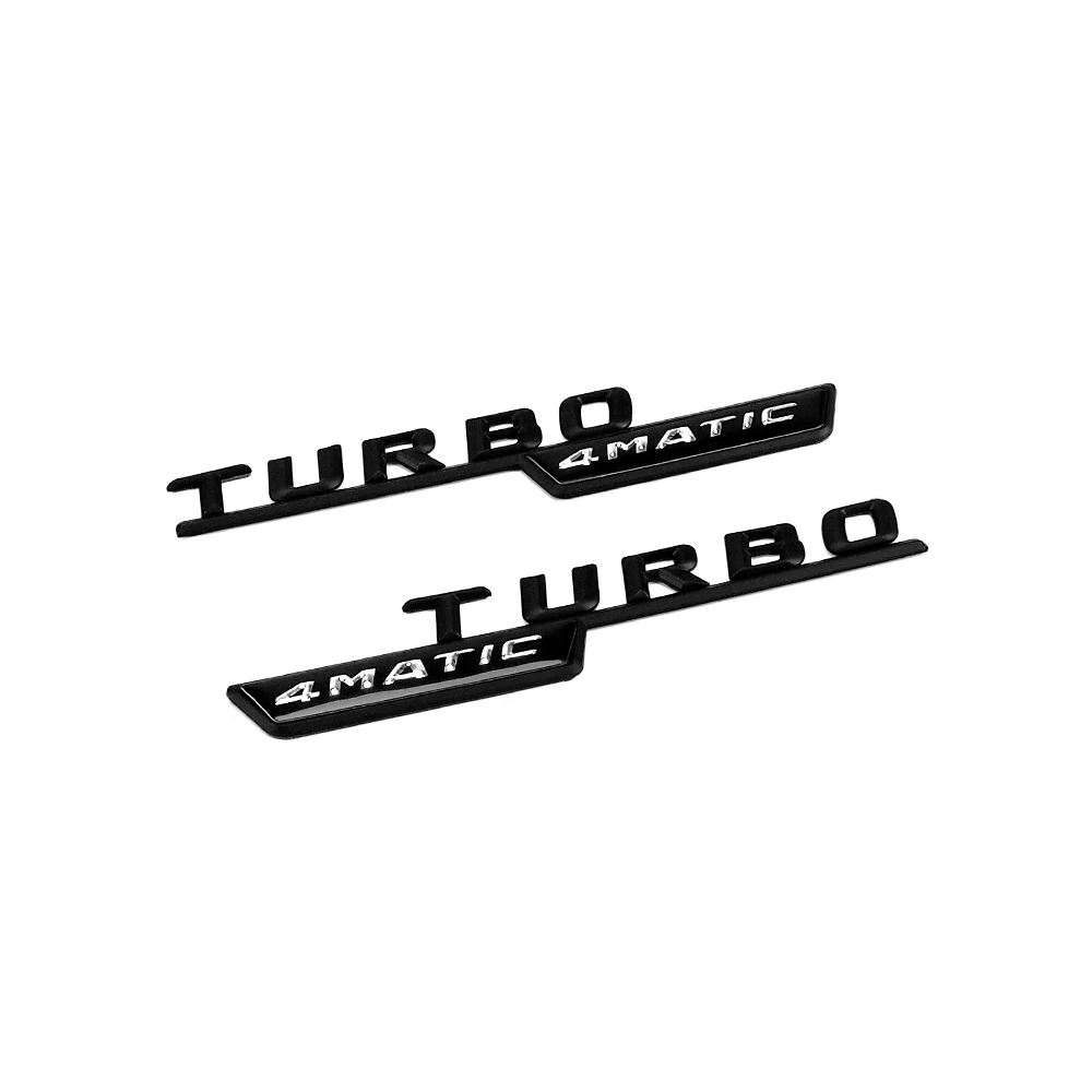 Комплект из 2 предметов, 4MATIC TURBO BITURBO эмблема автомобильное крыло отделка Стикеры для Mercedes Benz AMG CLA GLA W203 W204 W205 W202 C180 C200 C117 C207 - Название цвета: Black-4MATIC TURBO