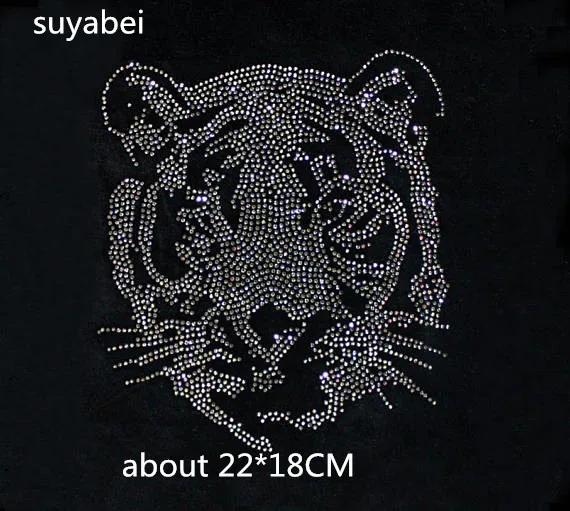 

2pc/lot Big Tiger hot fix rhinestone transfer motifs iron on rhinestone motif iron on transfer patches for shirt