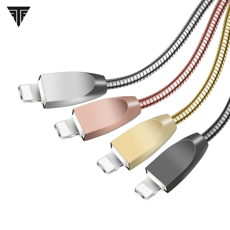 TFlag Premium 1m 2.4A Metal Wire Spring Charging Cable for iPhone 5 6 7