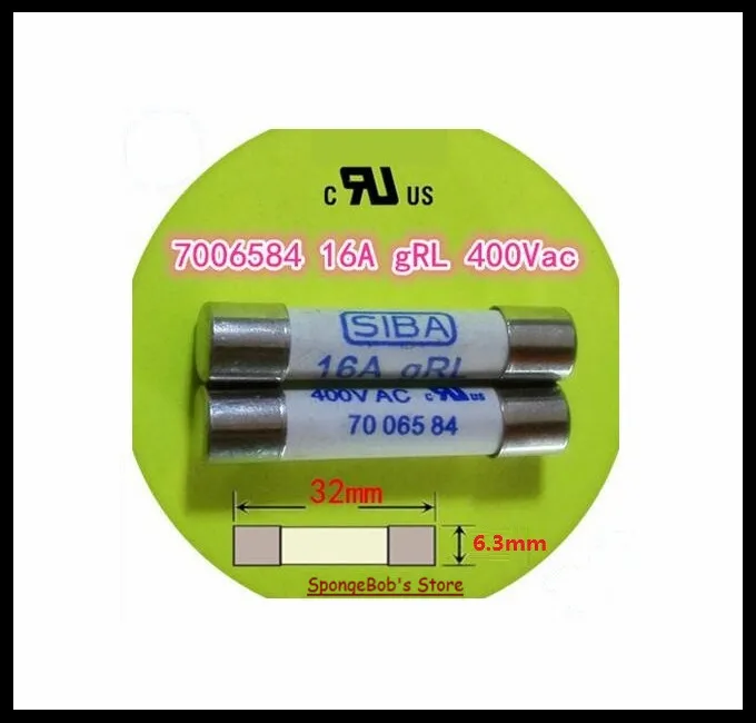 5-15 шт./лот 6 3x32 мм 16 А gRL AC400V SIBA керамический предохранитель DMI-Fuse 70 065 84 |
