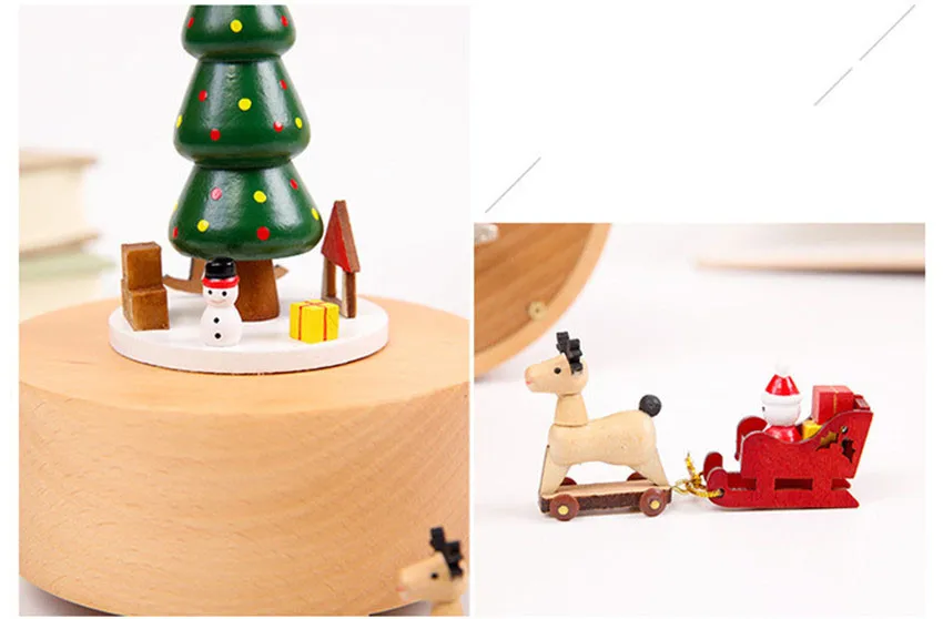 Необычная Рождественская елка деревянная музыкальная шкатулка вращающиеся музыкальные коробки ремесла старинное украшение детские игрушки подарок на день рождения на праздник