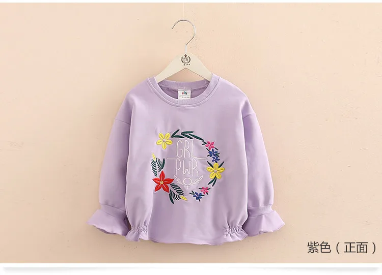 Autumn Spring Fashion Cute 2 3 4 5 6 7 8 9 10 Years Children Flower Letter Flare Trumpet Sleeve Kids Baby Girl Sweatshirts