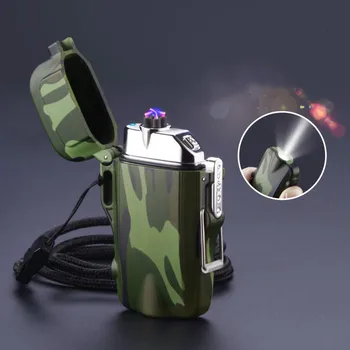 

Outdoor Camouflage Waterproof Double Arc Pulse Lighter Electric Plasma Windproof Cigarette Lighter USB Charging Electric Lighter