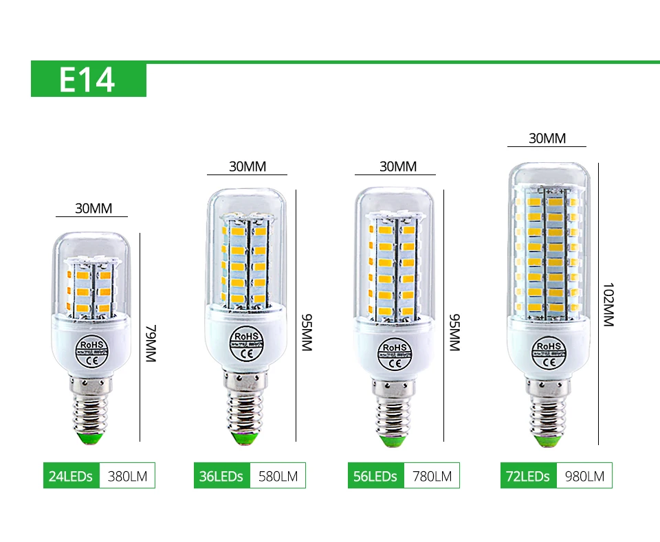 E27 светодиодный светильник E14 светодиодный SMD 5730 220 V лампочки «Кукуруза» 24 36 56 72 светодиодный s Lamparas светодиодный Люстра для украшения дома