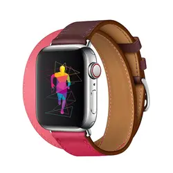 Ремешок Double Tour из кожи для apple watch группа 4 40 мм 44 мм 42 мм 38 мм Корреа iwatch серии 3 2 1 замена спортивный ремешок ремня