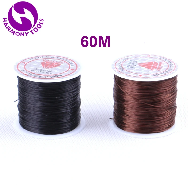 

HARMONY 2 Pieces 60M Black Brown Stretch Elastic Crystal String Cord Thread for Weaving Hair & Making Jewelry Bracelets Beading