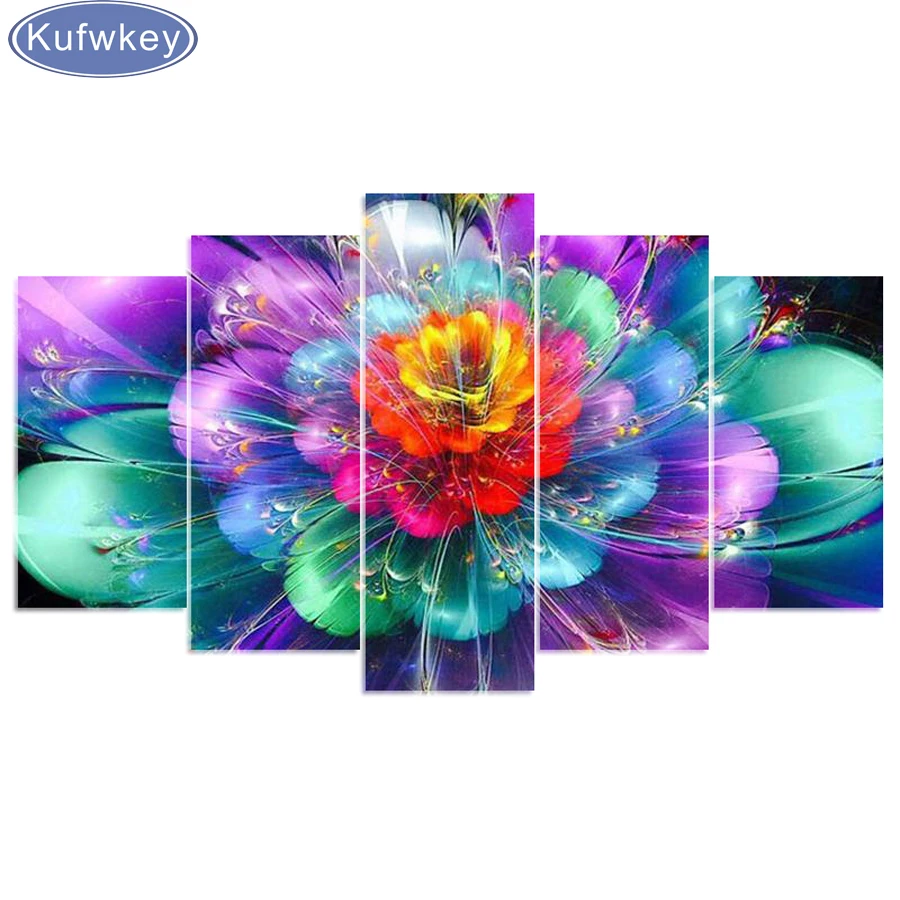 

FULL diamond drill paintings 5 pcs colorful rose picture by rhinestones diamond embroidery flower painting mosaic new arrivals