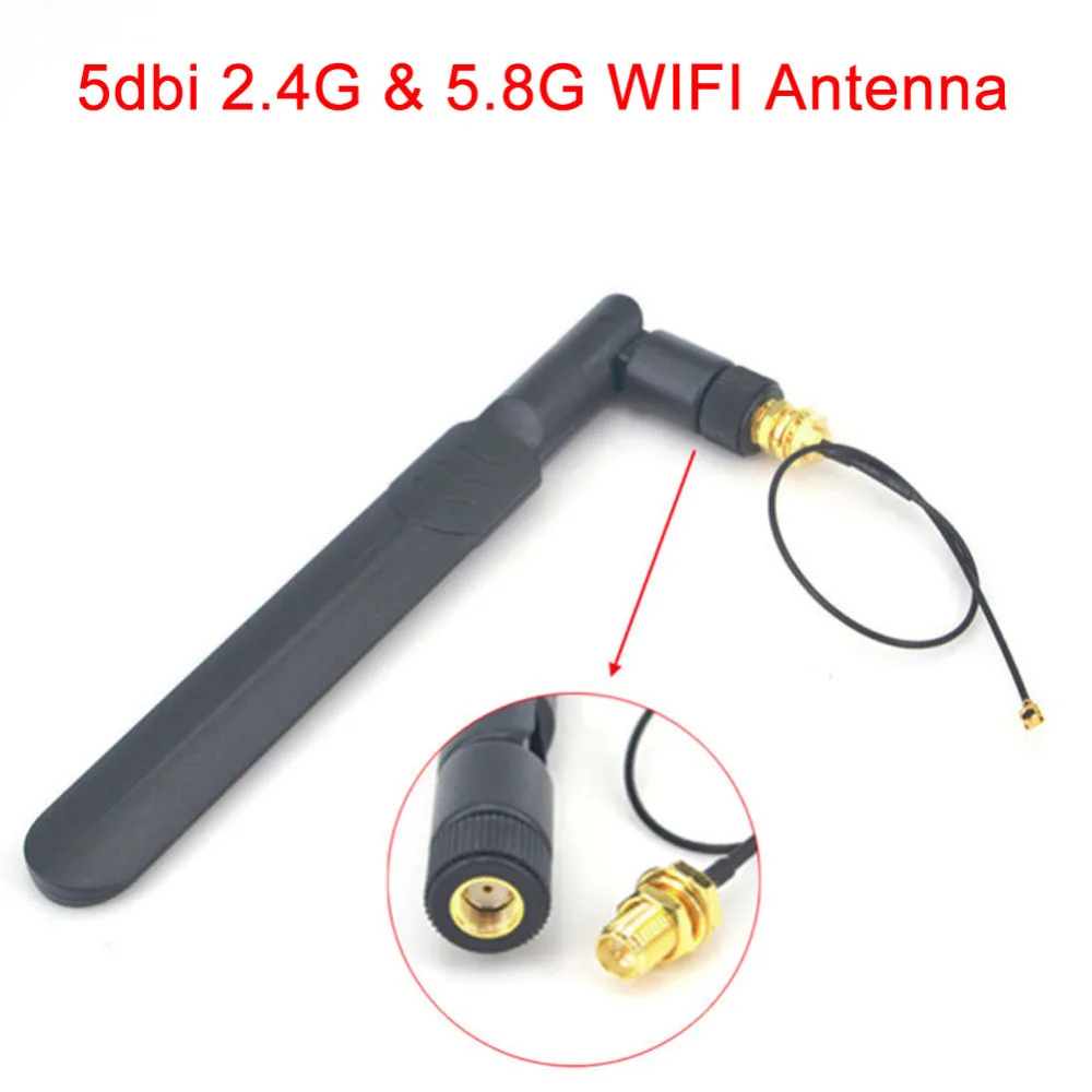 Антенна WiFi 5,8 ГГц/2,4 ГГц Omni двухдиапазонный 5dbi Антенна Разъем RP-SMA мужской + Mini 1,13 PCI U. FL для RP SMA женский Wi-Fi косичка кабель 17 см - изображение