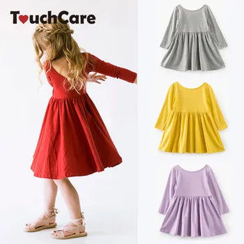 

Self Designed 0-8 Years Girls Dress Kids Backless Costume Clothes Girls Spring Autumn Pleated Princess Dresses Robe