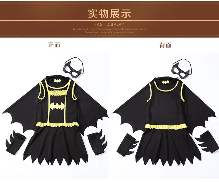 Хеллоуин костюм Детская Бэтмен Комплекты одежды Bat Для женщин Косплэй детский праздничный костюм для девочек аниме герой роль играет