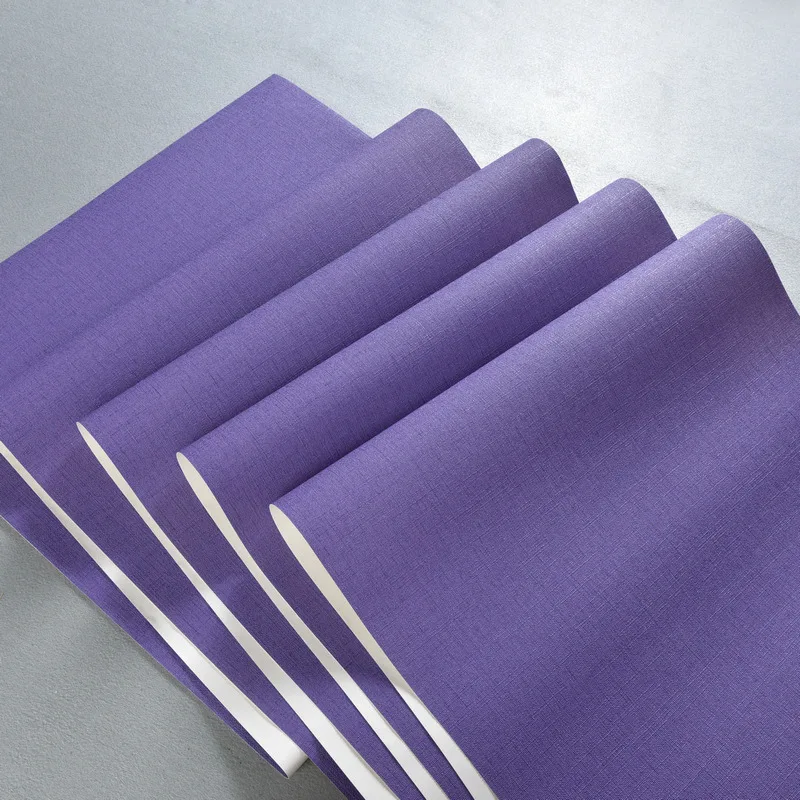  Quality Solid Purple Wallpaper Roll plain linen Vinyl wallpaper for TV Background Bedroom solid 3d  - 32836134470