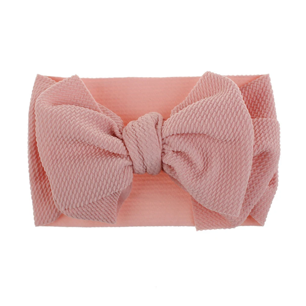 Горячая Распродажа, широкие повязки для волос с большим бантом, милые эластичные повязки для волос для девочек, детские аксессуары для волос, головные уборы - Цвет: Розовый