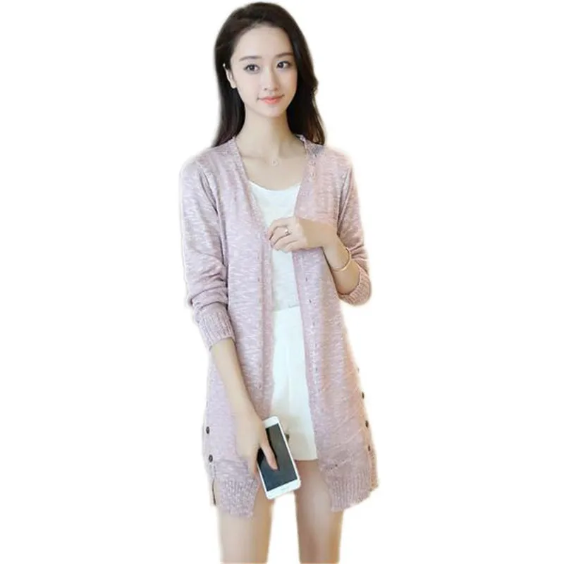 Women Knitted Cardigan Spring New Medium Long Outer Knitwear Jacket Autumn Hollow Sunscreen Tops Elegant Fashion Sweater Lj339 |
