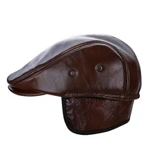 Мода Корова кожа шляпа весна Матросская шляпа для Для женщин Для мужчин чёрный; коричневый с плоской верхней женский путешествия Кепка-кадетка Кепка Капитана