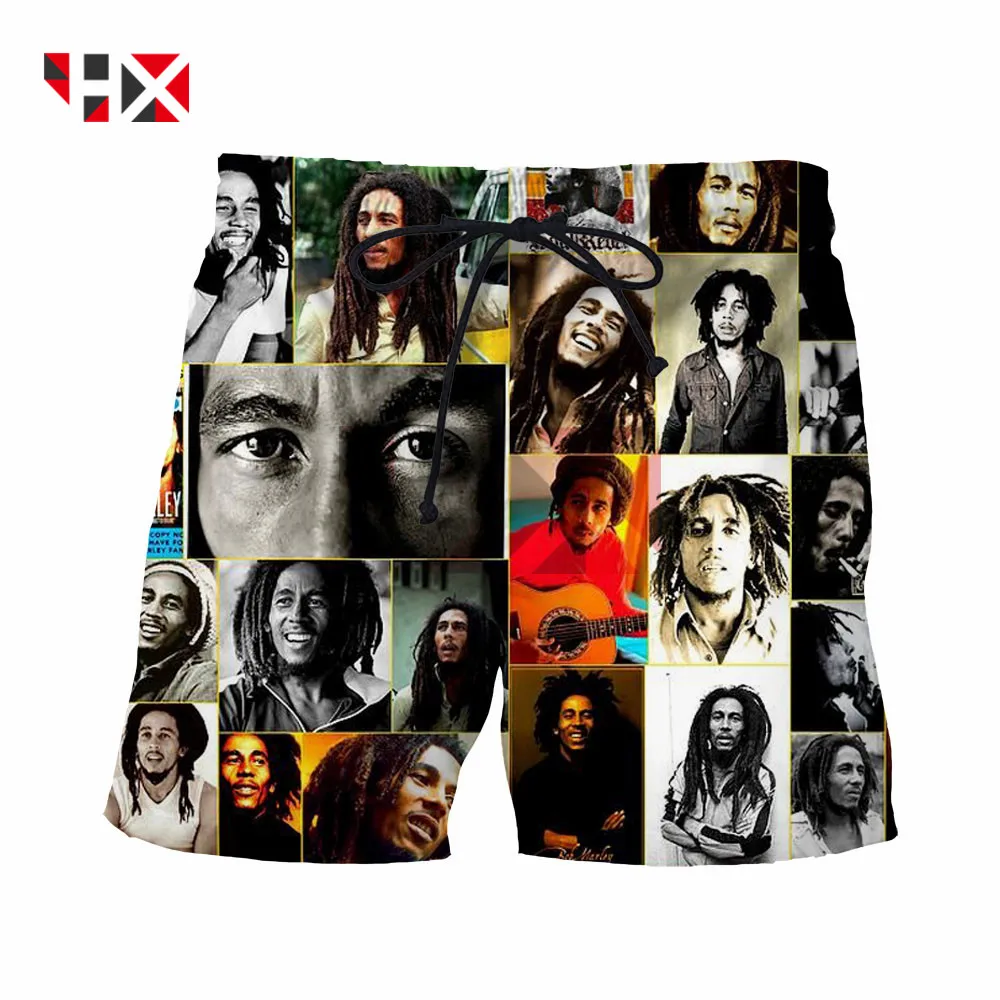 

2019 Summer New Style Trend Rock Reggae BOB Marley Face Smile 3D Print Unisex Shorts Harajuku Style Shorts HX214