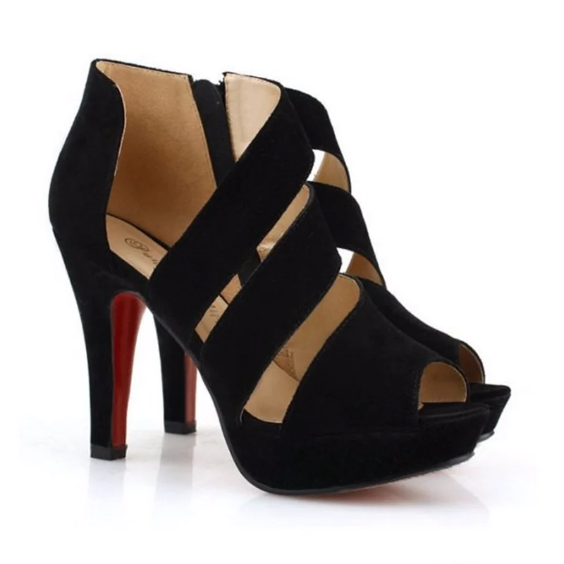 

Sexy high heels Roman fish mouth side zipper hollow-out women sandals