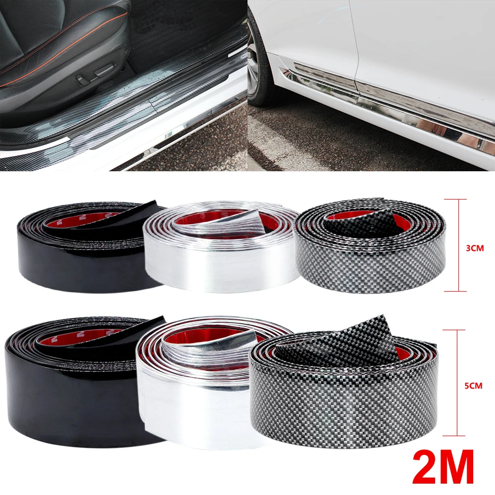 

2M Car Stickers Carbon Fiber Film Rubber Moulding Trim Strip DIY Door Edge Guard Protector 3 Colors For Car Styling Accessories