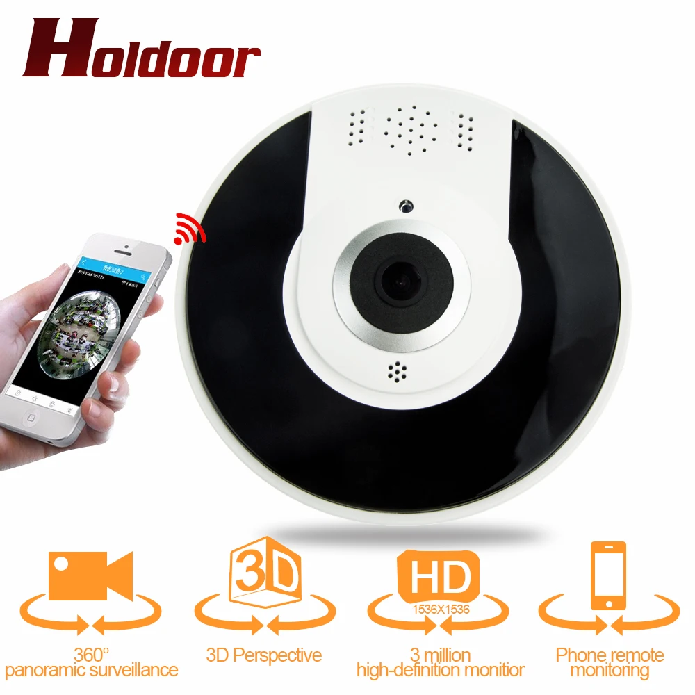 

360 Camera IP 3MP Fish Eye Panoramic WIFI PTZ CCTV 3D VR Video IP Kamera Cam Micro SD Card Audio Remote Home Monitoring