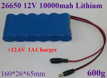 

12V 10000mah lithium ion battery 12V 26650 10AH lithium battery pack for Solar street hunting Hernia lamp Audio monitoring LED