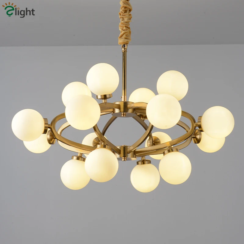 Nordic Glass Globes G4 Led Chandelier Modern Magic Beans Pendant