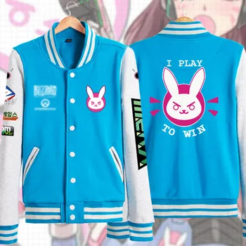 

Game OW Cute D.VA Unisex Blue Long Sleeves Costume Coat hoodie jacket Baseball Uniform