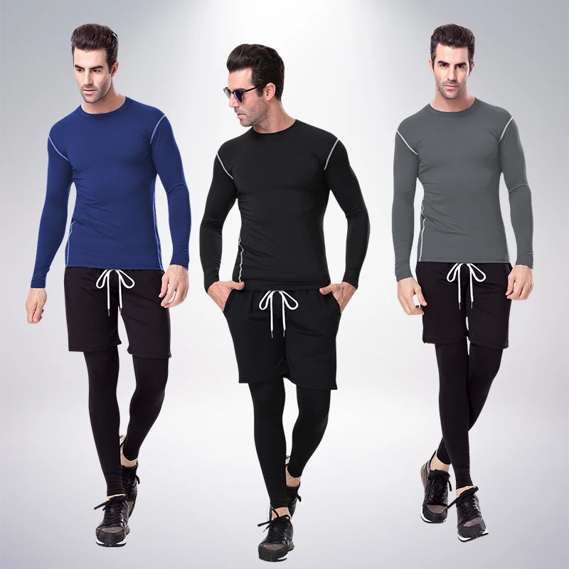 

Yuerlian Quick Dry Compression Running Shirt Tight Soccer Jerseys Fitness Sport Suit Gym T-Shirt Bodybuilding Men's Long Shirts