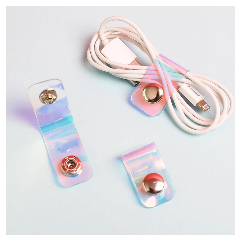 

Laser Transparent Travel Accessories Cable Winder Earphone Protector USB Phone Holder Accessory Packe Organizer Organizer Buckle