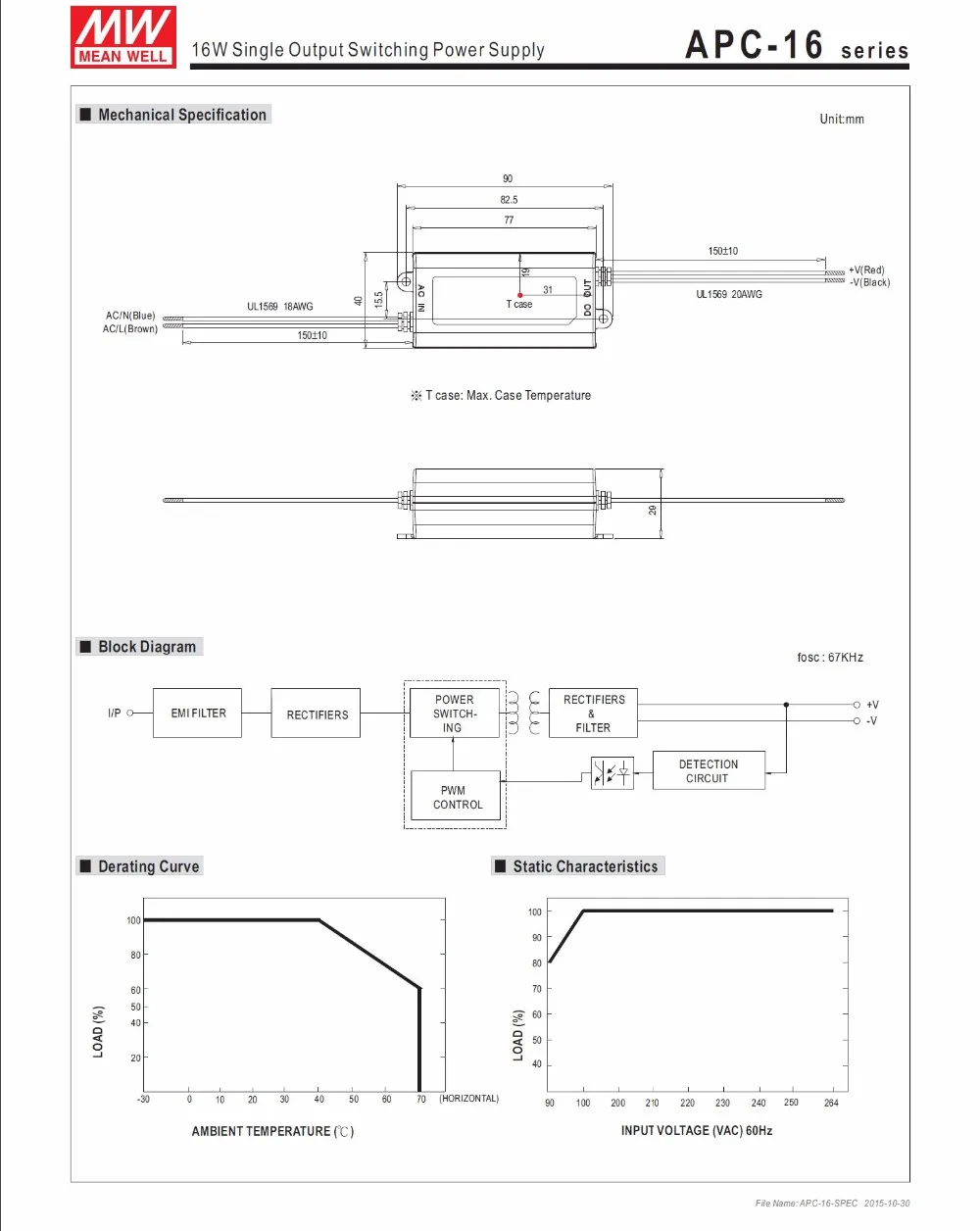 Бренд Mean Well представляет APC-16-700 16 Вт(жидкокристаллический дисплей) 9-24V 700mA светодиодный Водонепроницаемый драйвер, с переключением между дальним и Выход переключение Питание