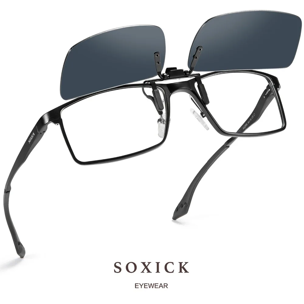 Soxick поляризационные солнцезащитные очки с металлическим зажимом для мужчин и