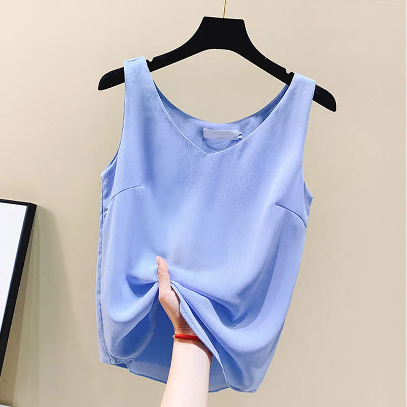 

Chiffon Tops Women Summer Woman Streetwear White Top Plus Size Sexy Harajuku Top Women Solid Stain Vest Tops Tees Streetwear 2XL