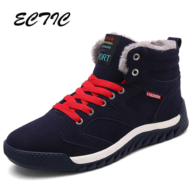 

2018 Winter Sneakers Men Running Shoes Waterproof Black Shoes Men Outdoor Cow Leather Warm Fleece Snow Boots Sport shoes